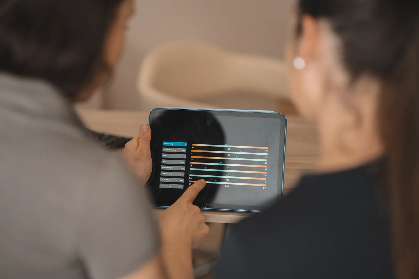 Besprechung der Messwerte am Tablet